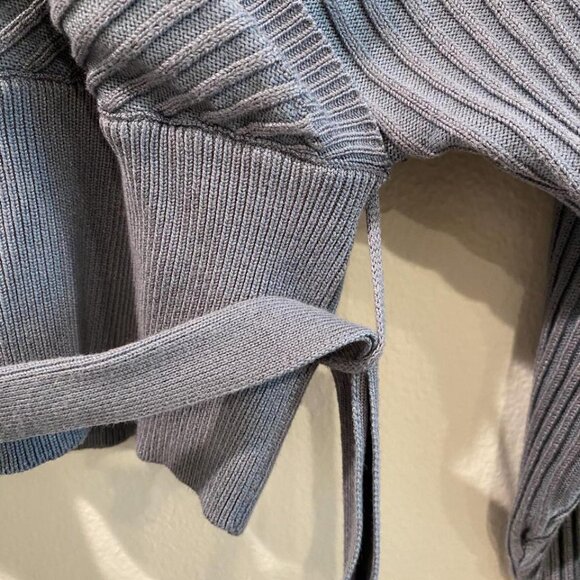 Crossover Tie Open Back Sweater by Love Tree – Light Blue (Size Small) - Picture 2 of 8